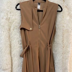 Brown zip front dress
